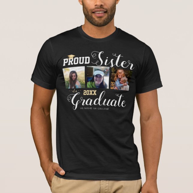 Camiseta Classe de Irmã Orgulhosa do Boné de Formando T-Shi (Frente)
