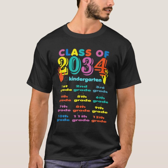 Camiseta Classe De Jardim De Infância 2034 Com Formando Cre (Frente)