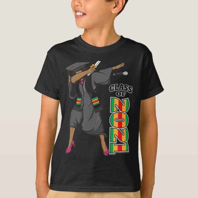 Camiseta Classe de mais velho da Graduação Africana Kente S (Frente)