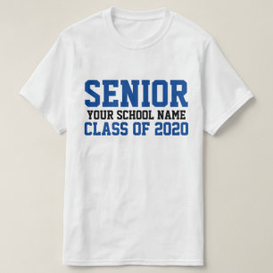 Camiseta Classe de Mais velho de 2020 Blue Custom School Gr