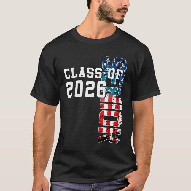 Camiseta Classe de mais velho de 2026 American Flag US Grad (Frente)