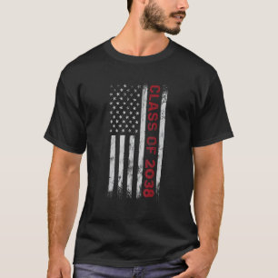Camiseta Classe De mais velho De 2038 American Flag Graduat