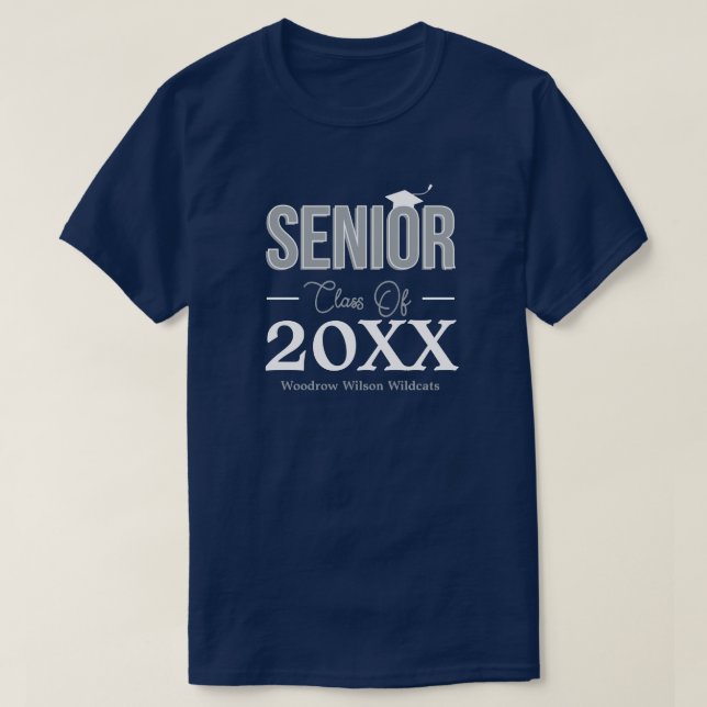 Camiseta Classe de Mais velho de Cinza prateada (Frente do Design)