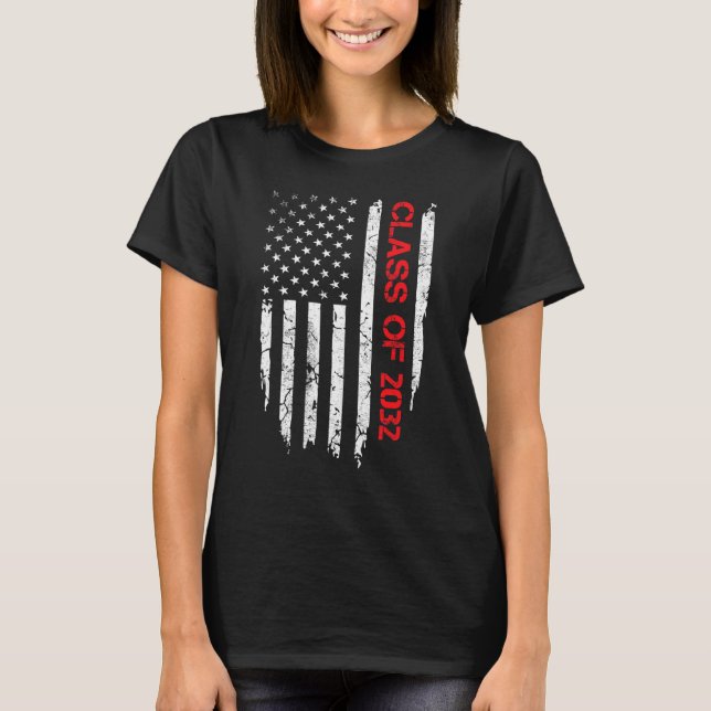 Camiseta Classe De mais velho De Graduação Patriótica Ameri (Frente)