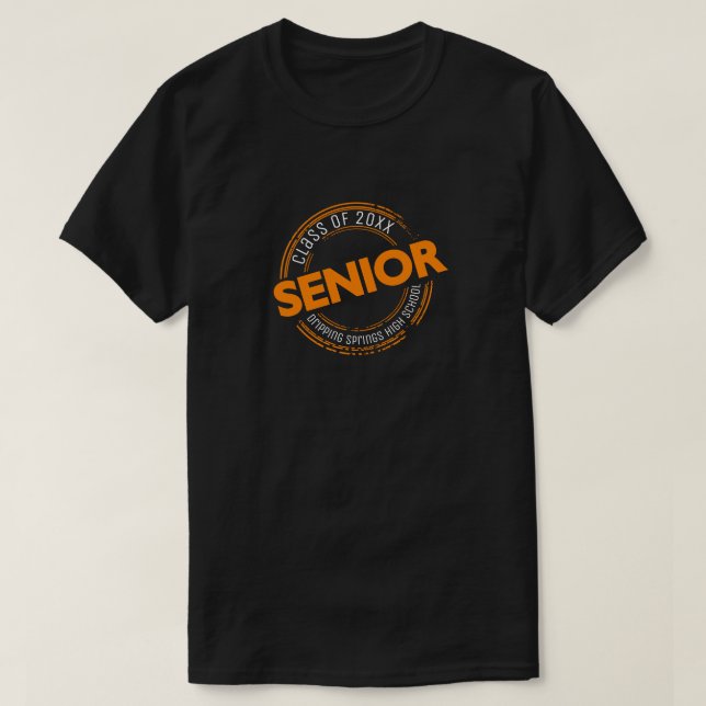 Camiseta Classe de Mais velho de laranja de Crachá em relev (Frente do Design)