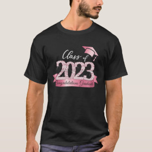 Camiseta Classe de Parabéns 2023 Formando preto-e-rosa