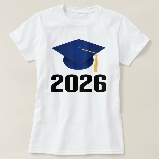 Camiseta Classe de presente graduado do chapéu 2026 (Frente do Design)