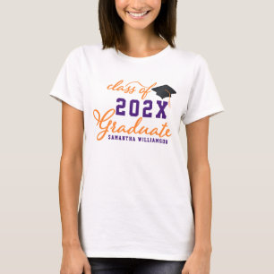 Camiseta Classe de Púrpura Laranja de Graduação de Formando