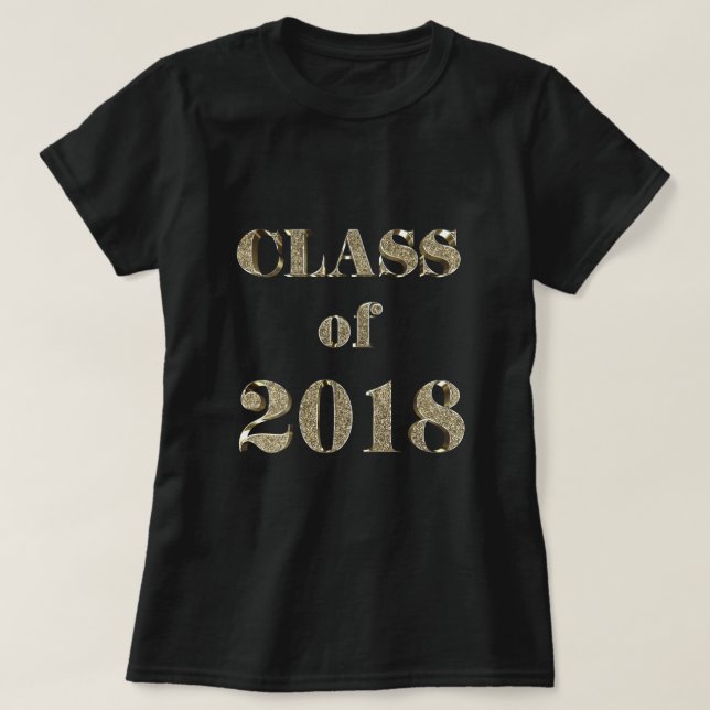 Camiseta Classe de Tipografia Dourada Elegante 2018 (Frente do Design)
