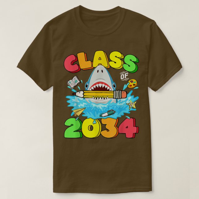 Camiseta Classe de Tubarão 2034 cresce com o Mim Graduation (Frente do Design)