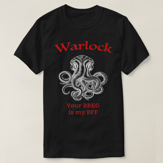 Camiseta Classe de Warlock BFF Dungeons e Dragões RPG (Frente do Design)