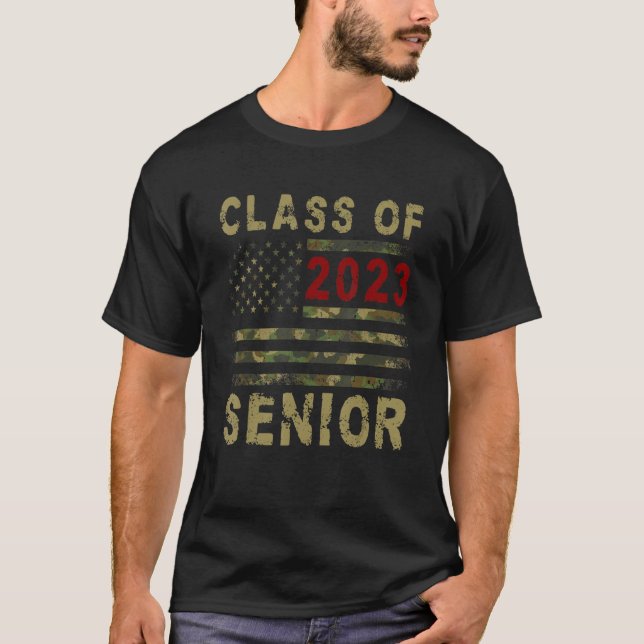 Camiseta Classe Do Mais velho 2023 Bandeira Patriótica Camo (Frente)