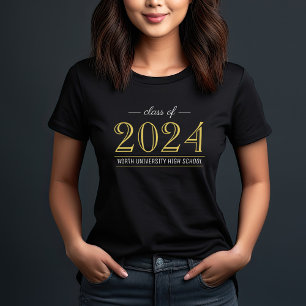 Camiseta Classe Dourada Elegante de Graduação Personaliza