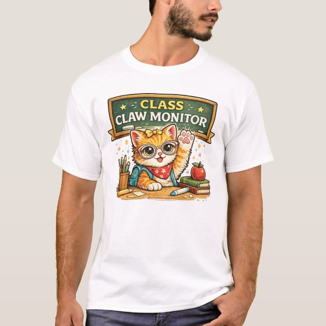 Camiseta Classe Garra Monitor Design de Gato (Frente)