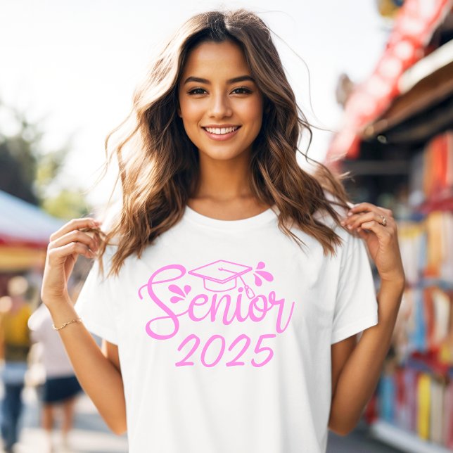 Camiseta Classe rosa de graduação do Mais velho (Pink Senior 2025 Tshirt)