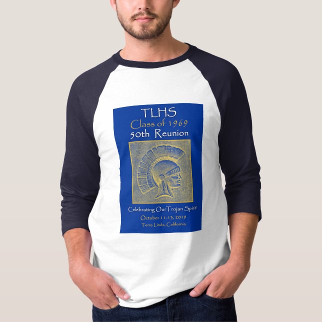 Camiseta Classe TLHS de 1969 Trojan Spirit 50th Reunion (Frente)
