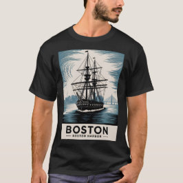Camiseta Classic Boston Harbor Massachusetts Vintage Ship