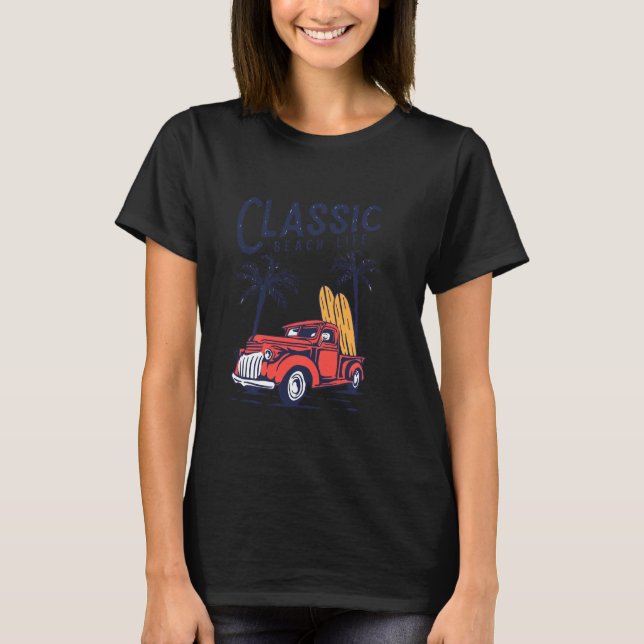 Camiseta Classic Car Beach Life Summer Sea Surfing (Frente)