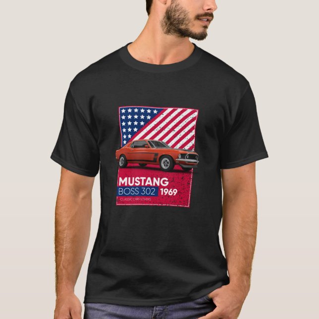 Camiseta Classic Cars Mustang Mach Boss 302 1969 (Frente)