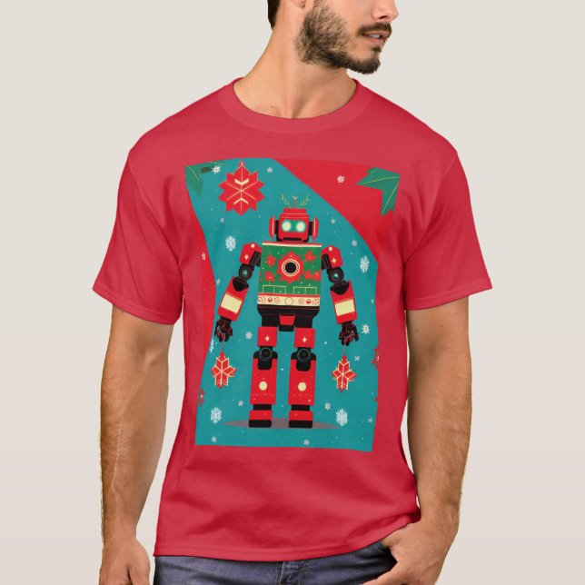 Camiseta Classic Christmas Sweater Pattern Robot (Frente)