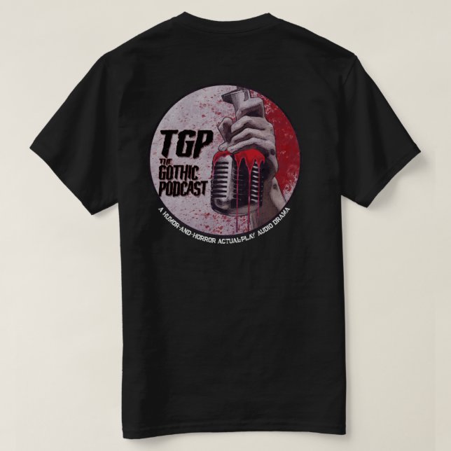 Camiseta Classic Gothic Podcast Tee w/ Double Logo (Verso do Design)