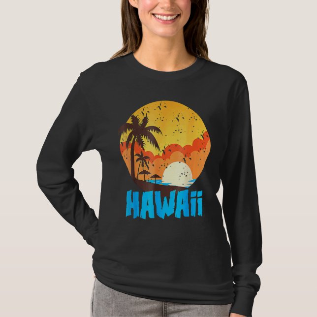 Camiseta Classic Hawaiian Palm Beach Hawaii Cool 70's 80's (Frente)