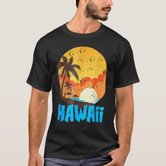 Camiseta Classic Hawaiian Palm Beach Hawaii Cool 70's 80's (Frente)