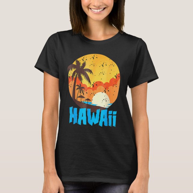 Camiseta Classic Hawaiian Palm Beach Hawaii Cool 70's 80's (Frente)
