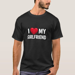 Camiseta Classic I Love My Girlfriend White Text Red Heart 