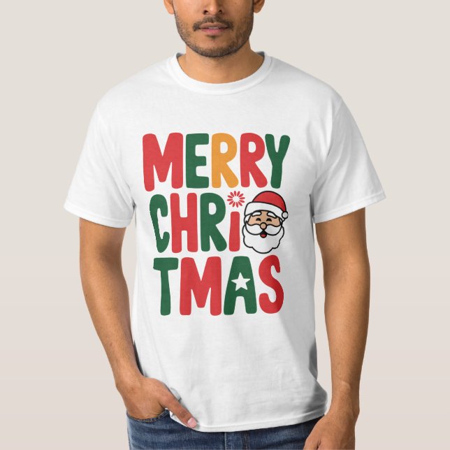 Camiseta Classic Merry Christmas T-Shirt for Festive Cheer (Frente)
