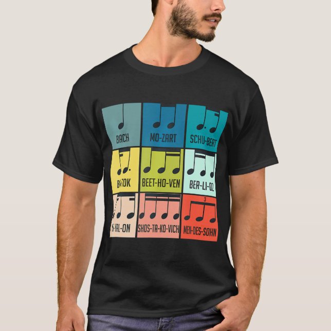 Camiseta Classic Musical Notes Music Sheet Composer (Frente)