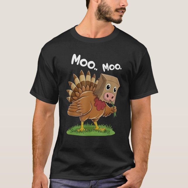 Camiseta Classic Turkey Cow Moo Moo. Funny Thanksgiving (Frente)