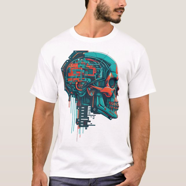 Camiseta Clássica Ciberpunk Colorida (Frente)