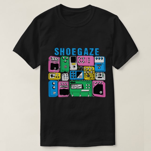 Camiseta Clássica com pedal de guitarra SHOEGAZE (Frente do Design)