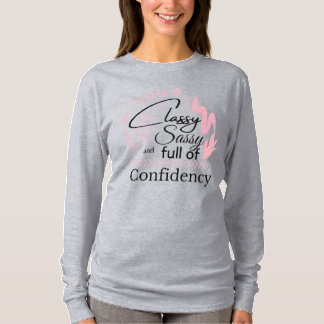 Camiseta Clássica Confiança Sassy Mulher Longa Capa