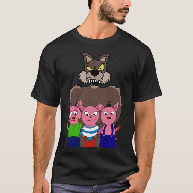 Camiseta Clássica de 3 Porcos (Frente)