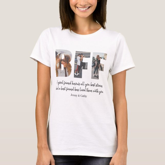 Camiseta Clássica de Amizade de Colagem de Fotos BFF Modern (Frente)