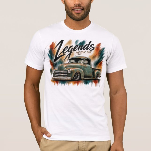 Camiseta Clássica de Caminhão Legends Never Die (Frente)