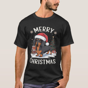 Camiseta Clássica de Feliz Natal para Dachshund