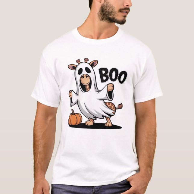 Camiseta Clássica de Halloween Giraffe Boo_2 (Frente)