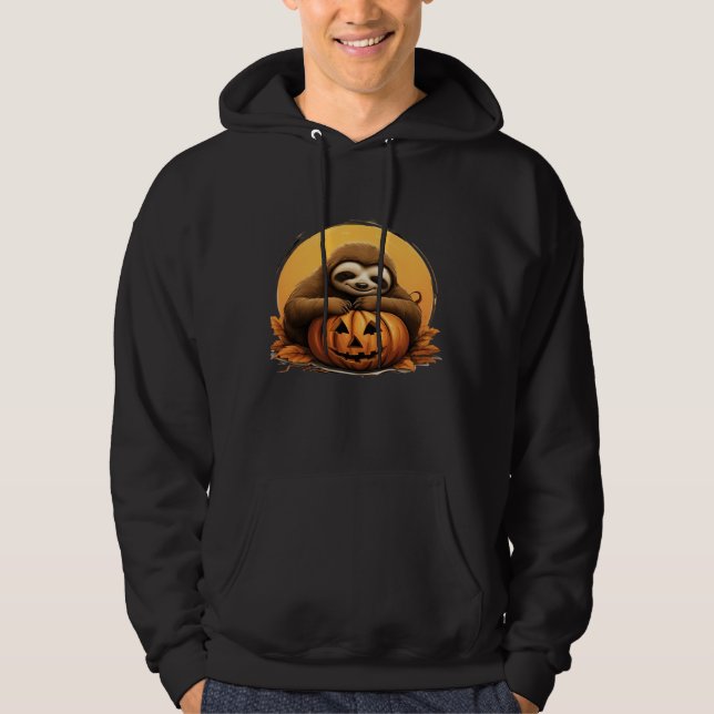 Camiseta Clássica de Preguiça Dormindo e Abóbora d (Frente)