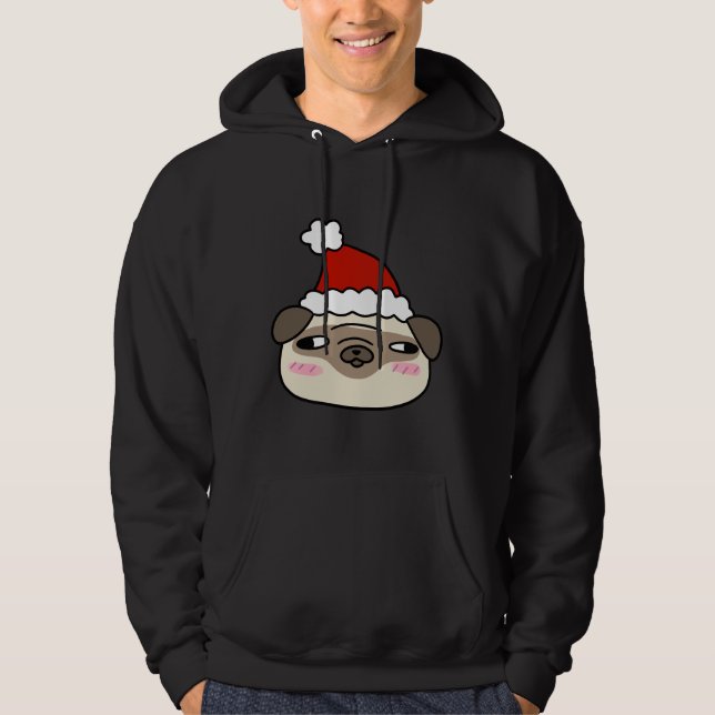 Camiseta Clássica de Santa Hat Pug Face 963 (Frente)