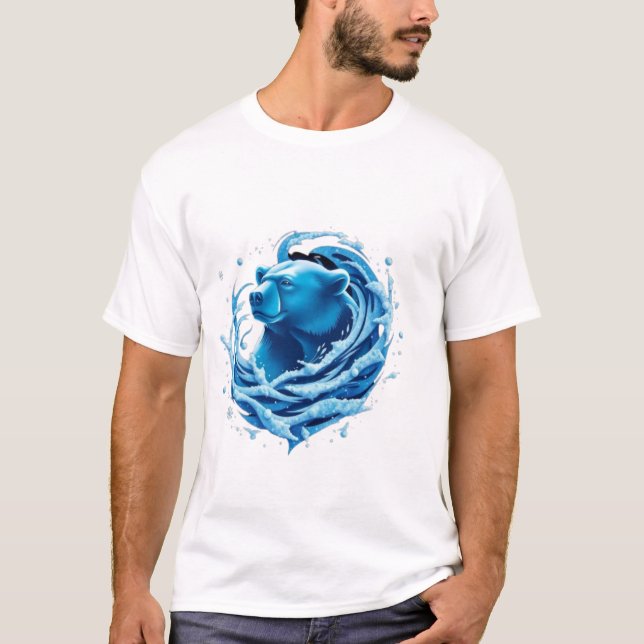 Camiseta clássica de urso polar em tempestade de n (Frente)