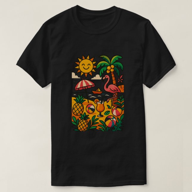 camiseta clássica de vibes de verão  (Frente do Design)