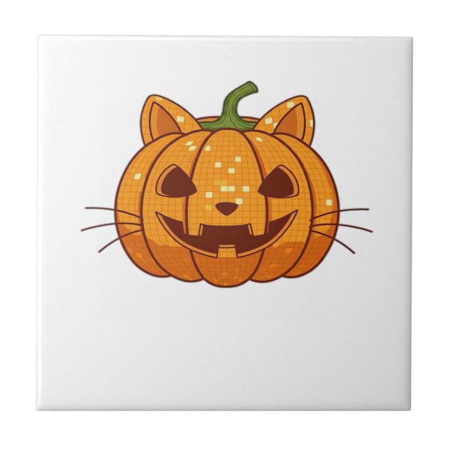 Camiseta Clássica Disco Cat Jack o'Lantern (Frente)