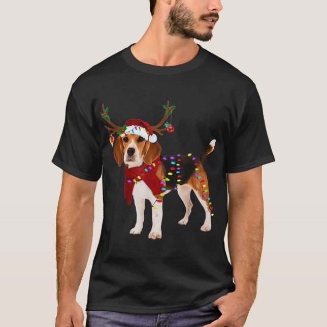 Camiseta clássica do cão beagle de Natal (Frente)