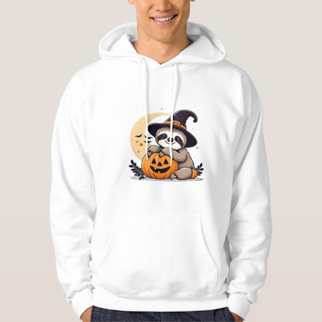 Camiseta Clássica Fofa de Halloween com Preguiça (Frente)