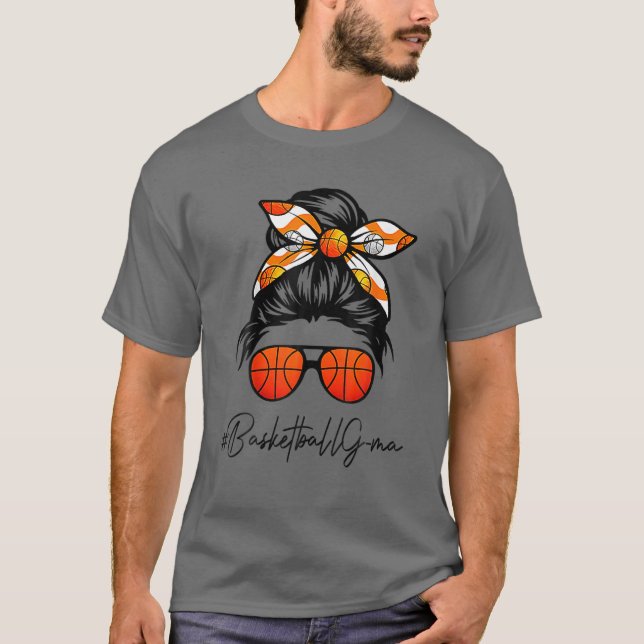 Camiseta Clássica G-Mãe Life Messaging Hair Bun Basball Mãe (Frente)