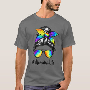 Camiseta Clássica Mãe Vida Má Cabelo Maluco Tie Dye Mulh