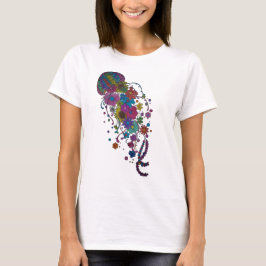 Camiseta Clássica Mandala de Água-viva Floral Colo